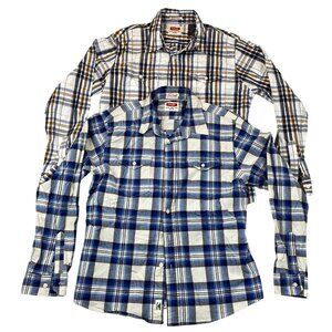 Wrangler Men's Shirt Large Lot of Two  Long Sleeve Plaid Classic